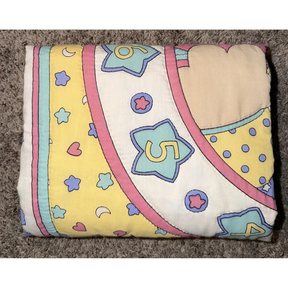 Vintage Crib‎ Quilt Sue Dreamer Teddy Bear Baby Blanket Clock Bedtime 34x44 Nice